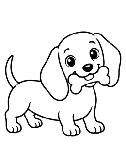Free printable Playful Dachshund Puppy With Bone coloring page