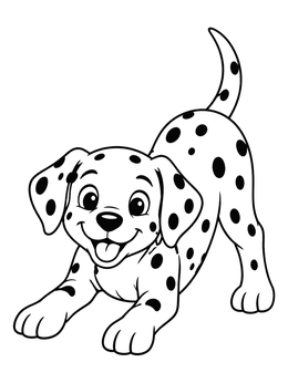 Free printable Playful Dalmatian Puppy In Play Bow coloring page