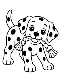 Free printable Playful Dalmatian Puppy With Rope Toy coloring page