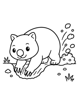 Free printable Playful Digging Wombat coloring page