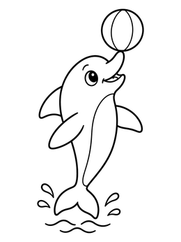 Free printable Playful Dolphin Balancing A Ball coloring page