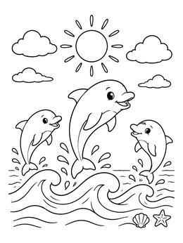 Free printable Playful Dolphins Under The Sun coloring page