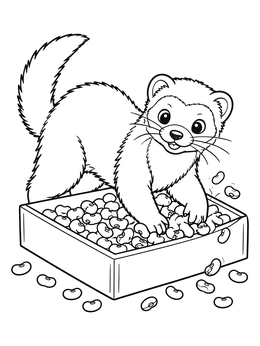 Free printable Playful Ferret Digging In Bean Box coloring page