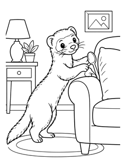 Free printable Playful Ferret Hiding A Spoon coloring page