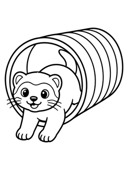 Free printable Playful Ferret In A Tunnel coloring page