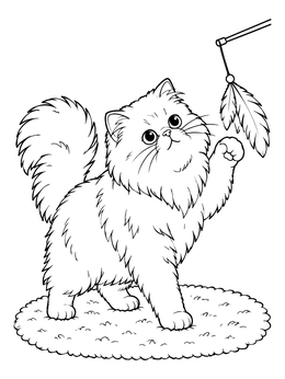 Free printable Playful Fluffy Persian Cat coloring page