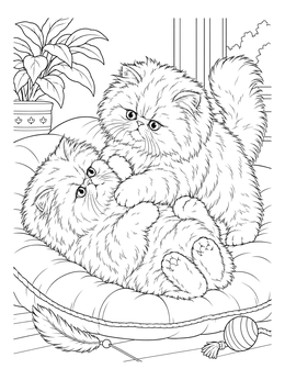 Free printable Playful Persian Kittens On Cushion coloring page
