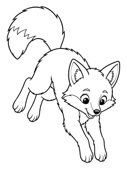 Free printable Playful Fox Pouncing Downward coloring page