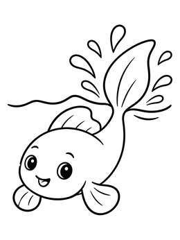 Free printable Playful Goldfish Splashing Water coloring page