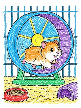 Color Contacts Wheel Playful Hamster On Exercise Wheel Coloring Page