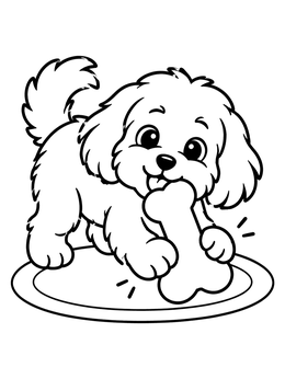 Free printable Playful Havanese Puppy With Bone coloring page