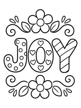 Free printable Playful Joy Floral Word Art coloring page