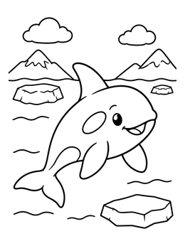 Free printable Playful Killer Whale In Arctic Waters coloring page
