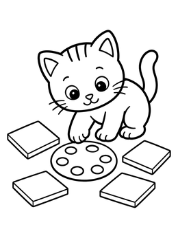 Free printable Playful Kitten With Painter Palette coloring page