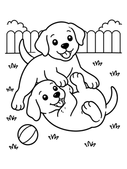 Free printable Playful Labrador Puppies In The Yard coloring page