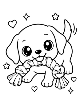 Free printable Playful Labrador Puppy With Rope Toy coloring page