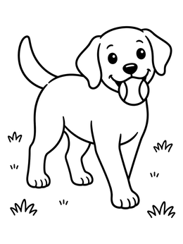 Free printable Playful Labrador Puppy With Tennis Ball coloring page