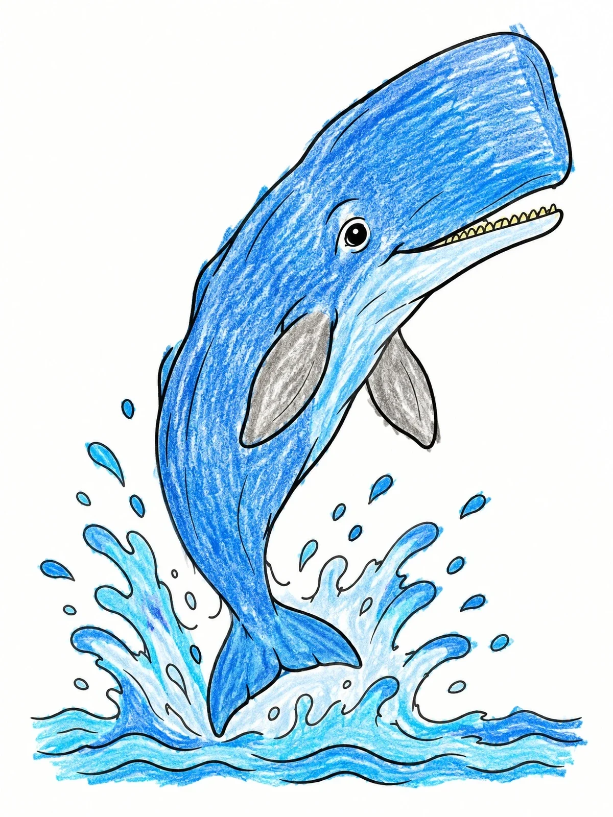 Colored example of the Playful Leaping Sperm Whale coloring page