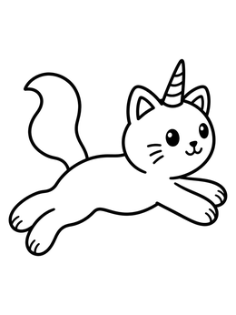 Free printable Playful Leaping Caticorn coloring page
