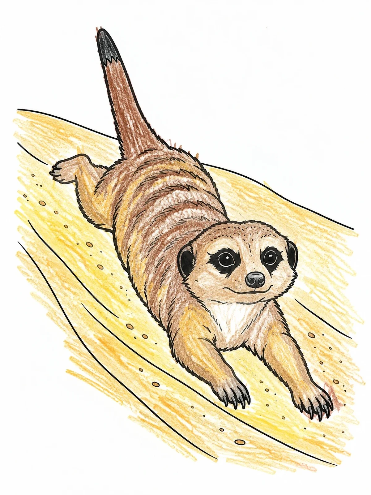 Colored example of the Playful Meerkat Sliding Down Sand Dune coloring page