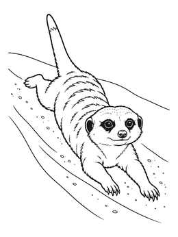 Free printable Playful Meerkat Sliding Down Sand Dune coloring page