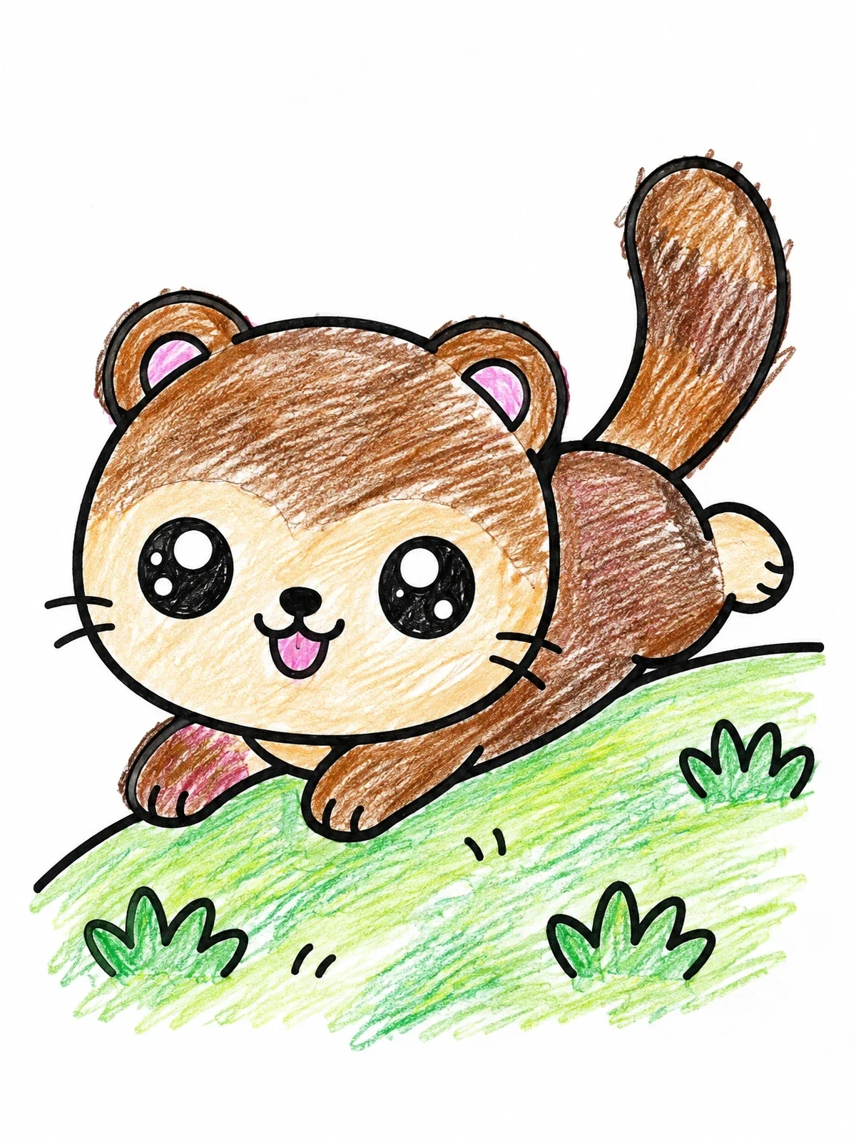 Colored example of the Playful Mink Sliding On Hill coloring page