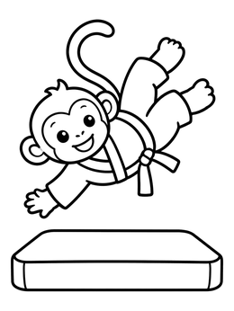 Free printable Playful Monkey Judo Flip coloring page