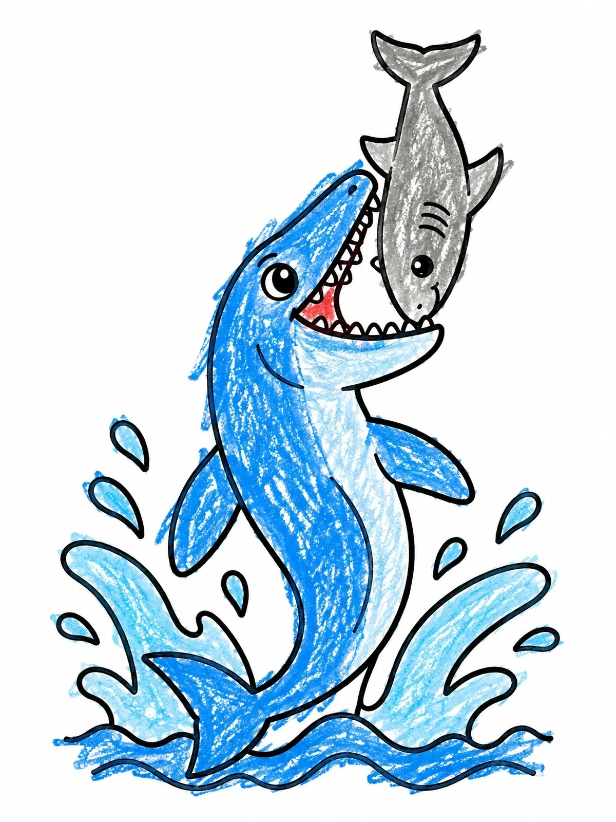 Colored example of the Playful Mosasaurus Catching A Fish coloring page