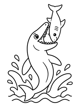 Free printable Playful Mosasaurus Catching A Fish coloring page