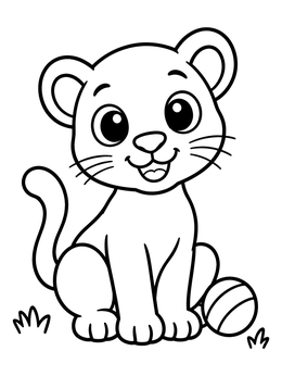 Free printable Playful Panther Cub With Ball coloring page