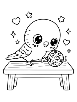 Free printable Playful Parakeet With Toy Ball coloring page