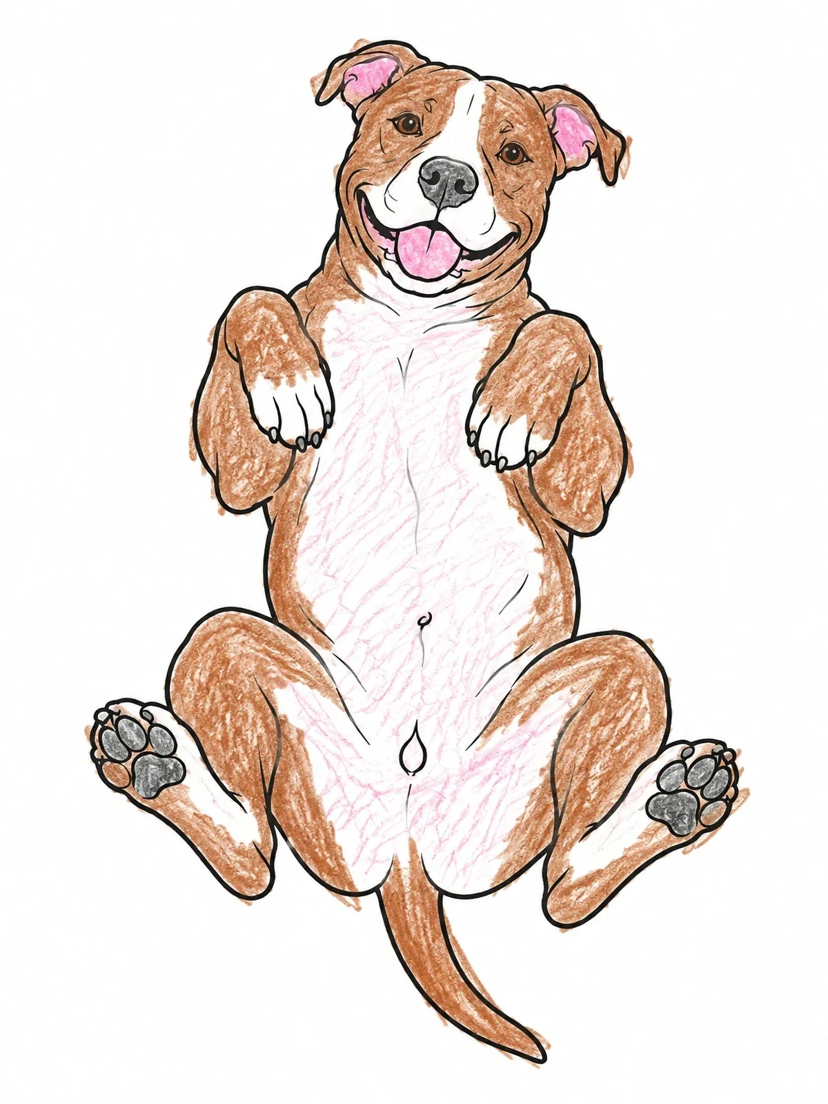 Colored example of the Playful Pitbull On Its Back coloring page
