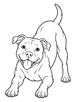 Free printable Playful Pitbull Puppy In Play Bow coloring page