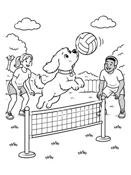 Free printable Playful Puppy Volleyball Game coloring page