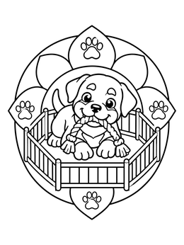Free printable Playful Rottweiler Puppy In Pen coloring page