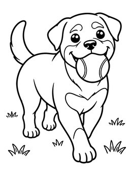 Free printable Playful Rottweiler Puppy With Ball coloring page