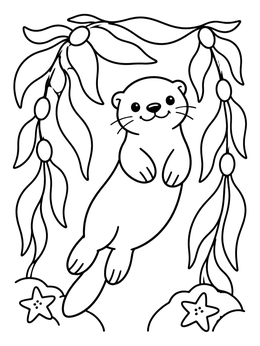 Free printable Playful Sea Otter In Kelp coloring page