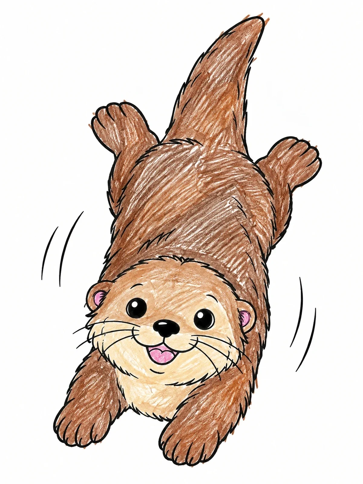 Colored example of the Playful Sea Otter Sliding Down coloring page