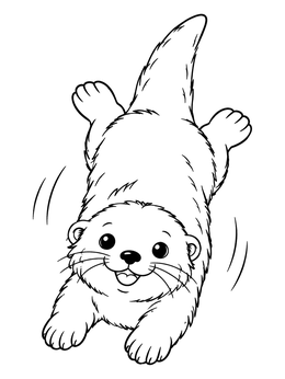 Free printable Playful Sea Otter Sliding Down coloring page