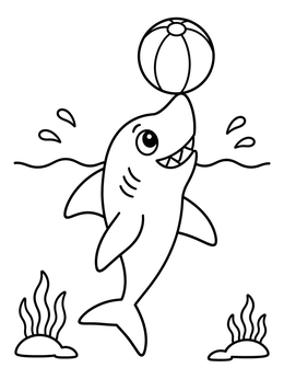 Free printable Playful Shark Balancing A Ball coloring page
