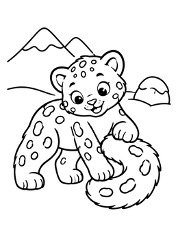 Free printable Playful Snow Leopard Cub coloring page