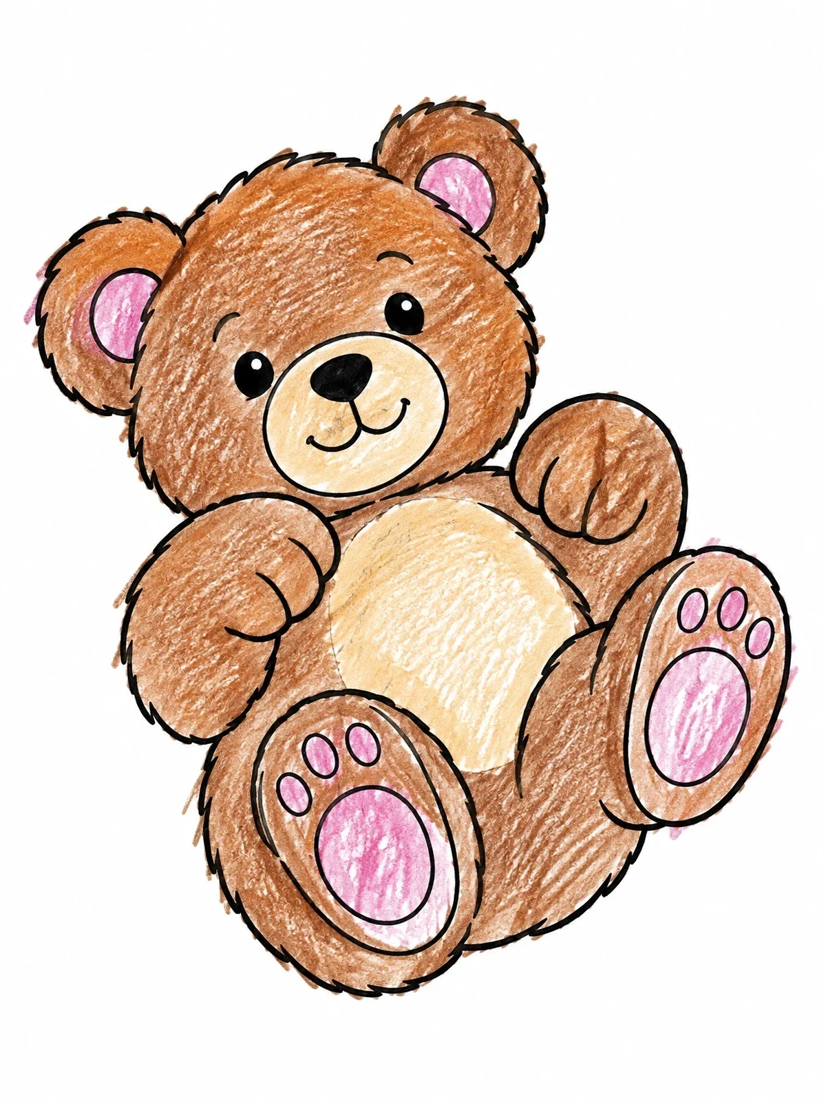 Colored example of the Playful Teddy Bear Tipped Backwards coloring page