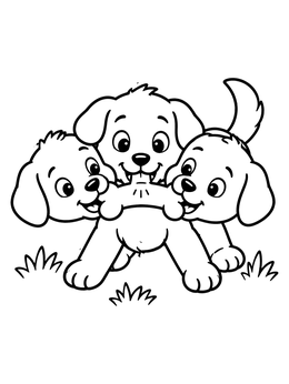 Free printable Playful Three Headed Puppy coloring page