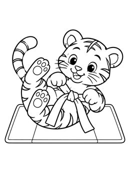 Free printable Playful Tiger Cub Rolling On Mat coloring page