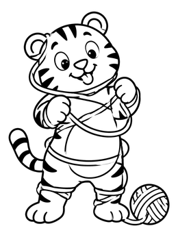 Free printable Playful Tiger Cub With Yarn coloring page