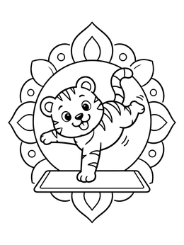 Free printable Playful Tiger Doing Yoga Balance coloring page