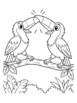 Free printable Playful Toucans On A Branch coloring page