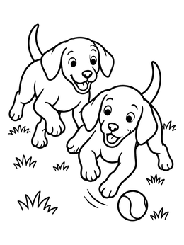Free printable Playful Vizsla Puppies With Ball coloring page