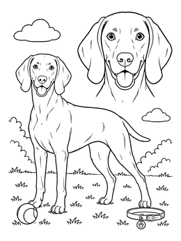Free printable Playful Weimaraner Dog And Portrait coloring page