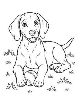 Free printable Playful Weimaraner Puppy With Ball coloring page